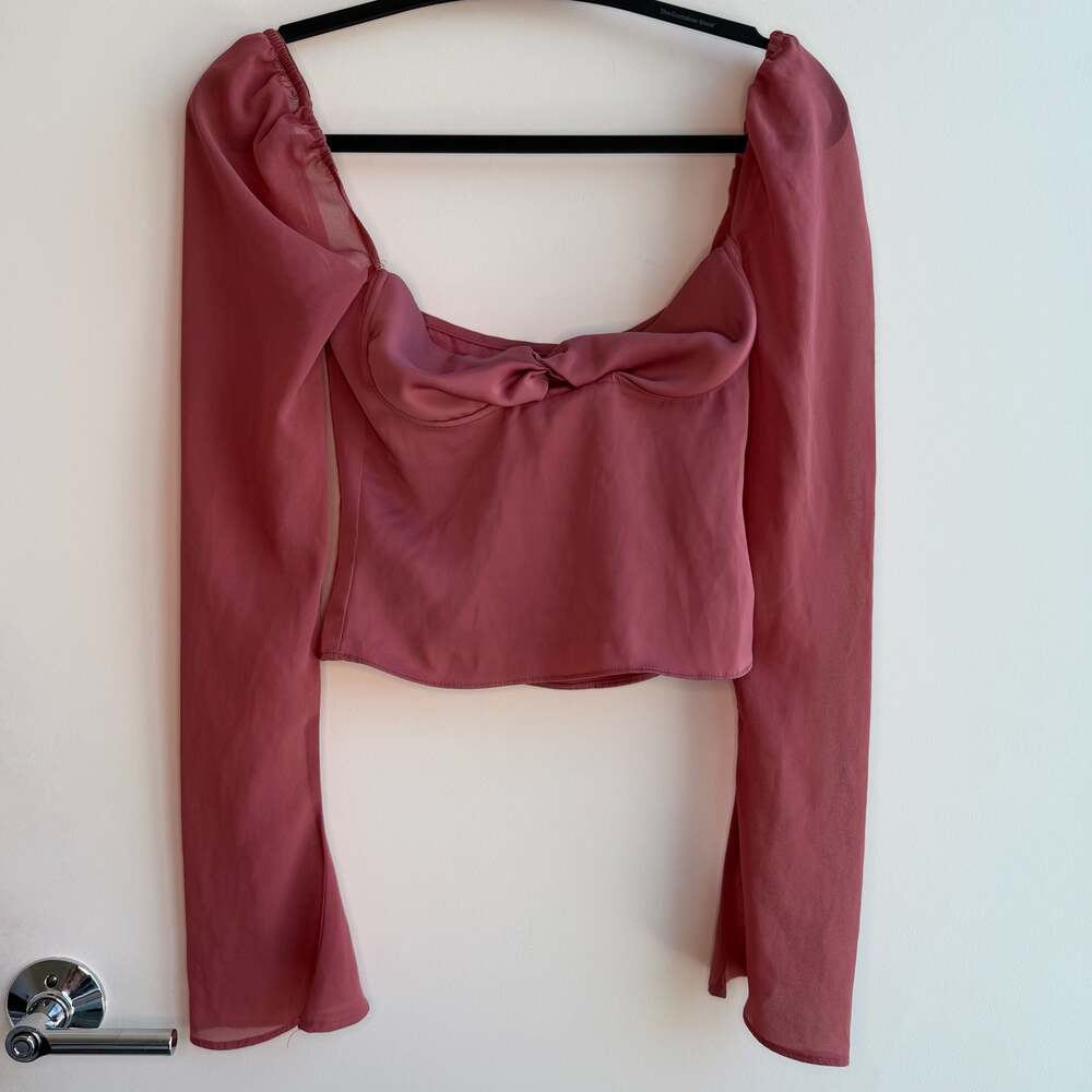 Princess Polly Dusty Rose Long Sleeve Corset Top Size US 0